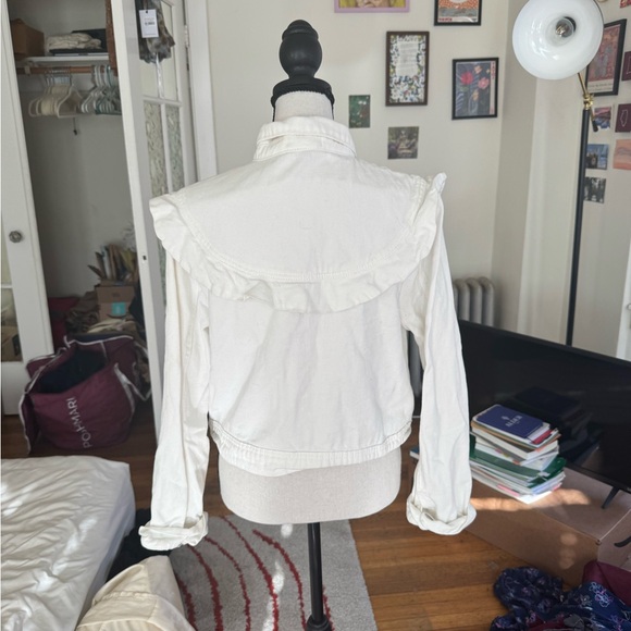 White Ruffled Button-Up Jacket - Picture 2 of 3